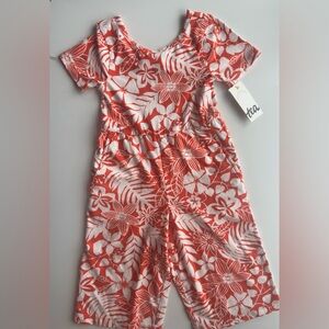 TEA Just For Kicks Tropical Foliage Jumpsuit NEW Size 3